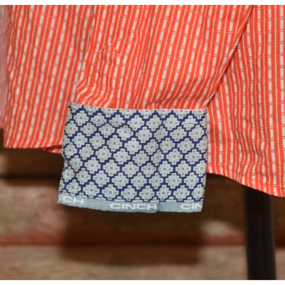 Cinch Ladies Orange Button Up Western Shirt Top Size XL Contrast Cuffs Cowgirl - Picture 6 of 12